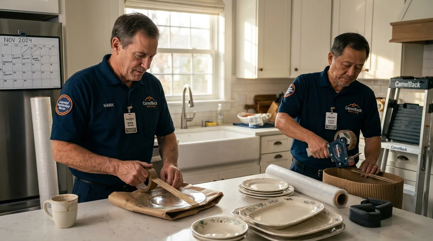 Professional crew packing kitchen dishware in Boutte, LA